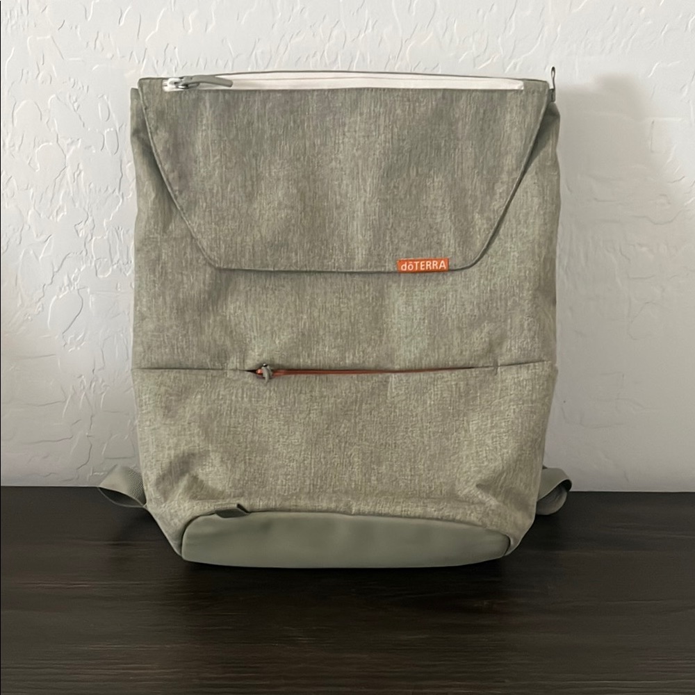 doTERRA Gray Minimalist Backpack with Flap-Over Design